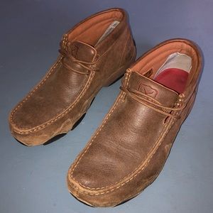 Twisted X Bomber Leather Lace Up Driving Moccasins